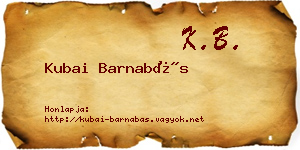 Kubai Barnabás névjegykártya
